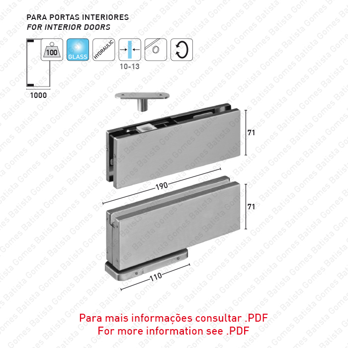 Jogo pivot hidr�ulico - Portas em vidro